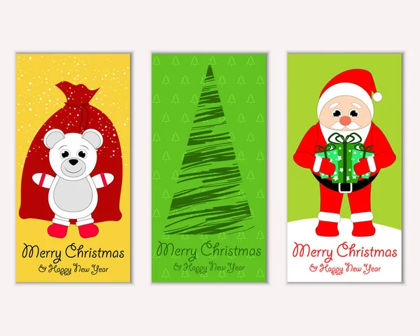 Mutlu Noeller ve mutlu yeni yıl tebrik kartları. Vektör çizim     