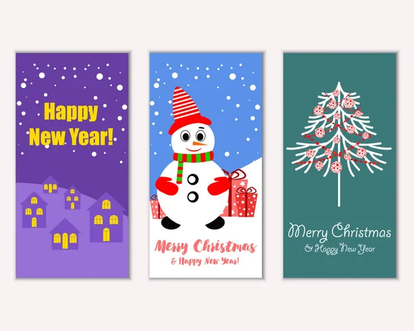mutlu Noeller ve mutlu yeni yıl tebrik kartları vektör çizim