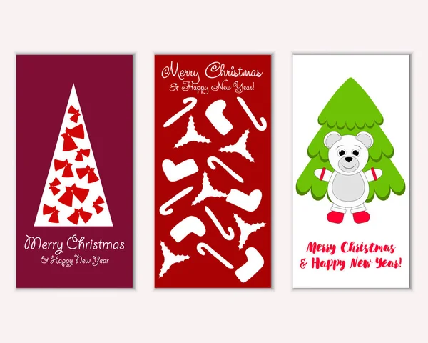 Mutlu Noeller ve mutlu yeni yıl tebrik kartları. Vektör çizim 