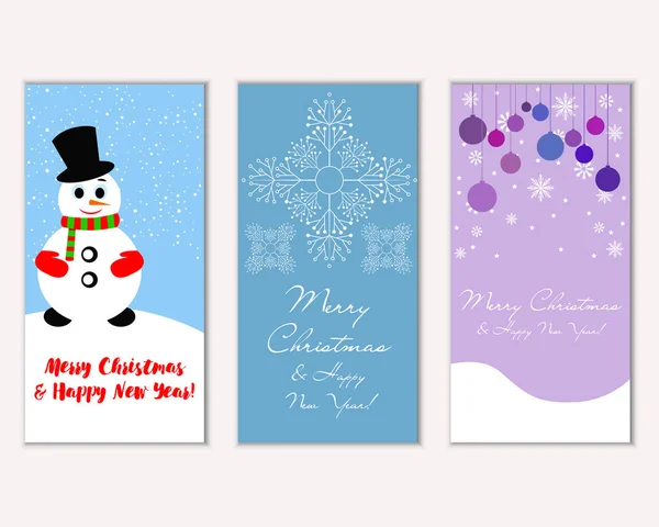 Tarjetas Navidad Coloridas Con Decoraciones Año Nuevo Ilustración Del Vector — Vector de stock