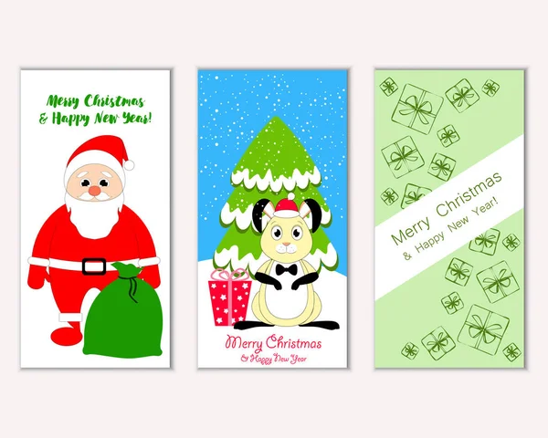 Renkli Noel kartları yılbaşı süslemeleri ve Noel Baba vektör çizim ile