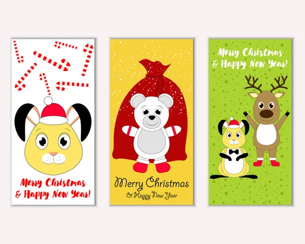 Renkli Noel kartları ile yeni yıl süslemeleri, illüstrasyon vektör