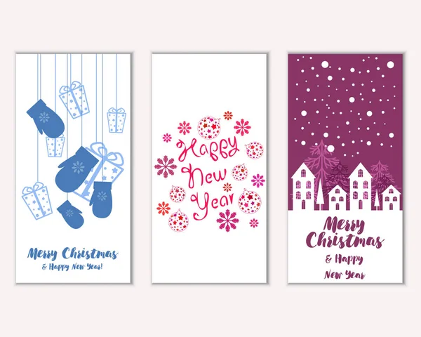 mutlu Noeller ve mutlu yeni yıl tebrik kartları vektör çizim