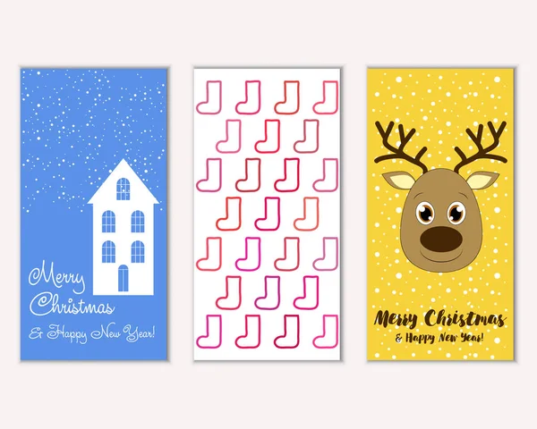 mutlu Noeller ve mutlu yeni yıl tebrik kartları vektör çizim     