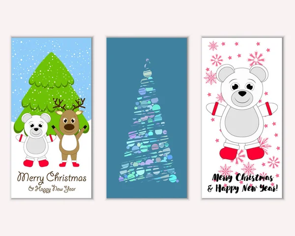 Mutlu Noeller ve mutlu yeni yıl tebrik kartları. Vektör çizim 