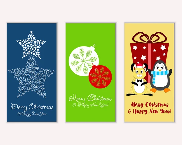 vektör çizim kış tatil tebrik kartları