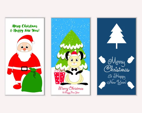 Renkli Noel kartları yılbaşı süslemeleri ve Noel Baba vektör çizim ile