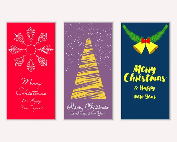 Mutlu Noeller ve mutlu yeni yıl tebrik kartları. Vektör çizim     