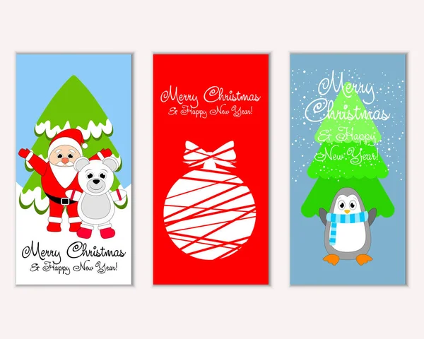 mutlu Noeller ve mutlu yeni yıl tebrik kartları vektör çizim