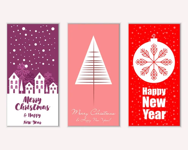 mutlu Noeller ve mutlu yeni yıl tebrik kartları vektör çizim