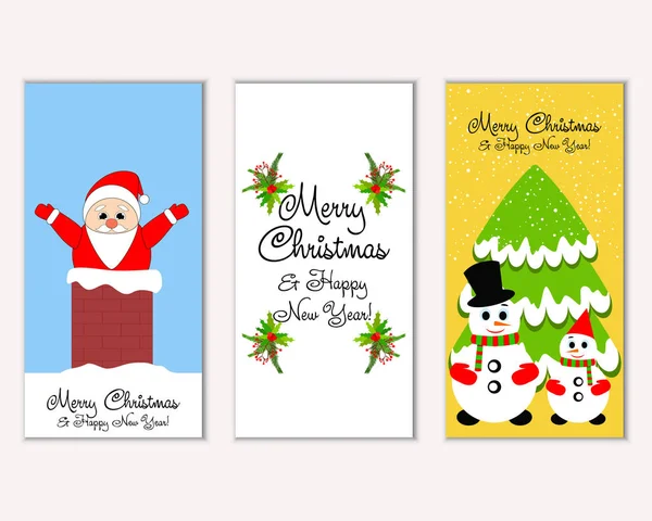 mutlu Noeller ve mutlu yeni yıl tebrik kartları vektör çizim