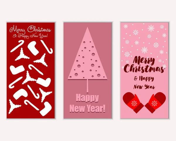 Colorful Christmas Cards New Year Decorations Vector Illustration — Stock Vector