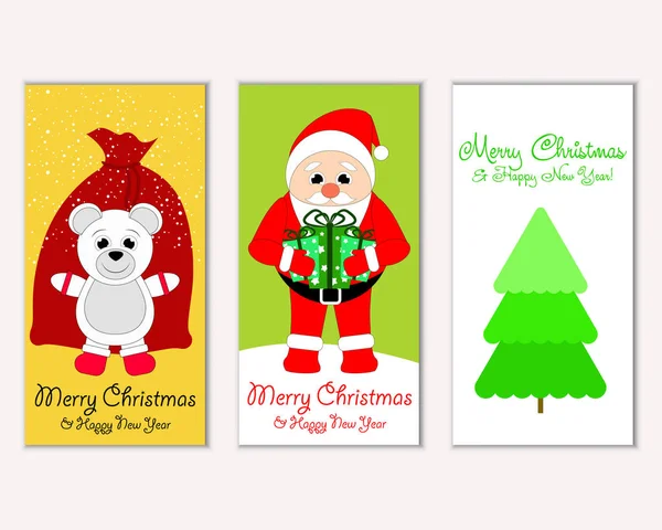 Mutlu Noeller ve mutlu yeni yıl tebrik kartları. Vektör çizim     