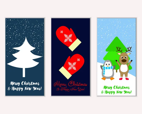 vektör çizim kış tatil tebrik kartları