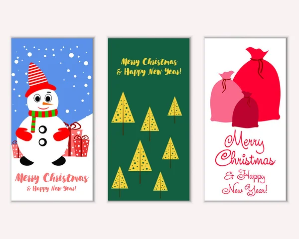 mutlu Noeller ve mutlu yeni yıl tebrik kartları vektör çizim       