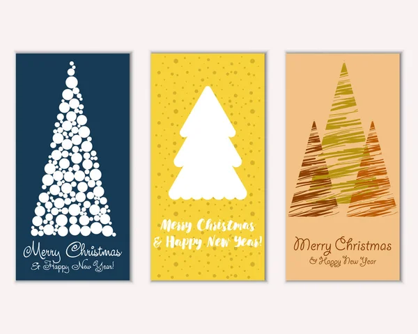 Mutlu Noeller ve mutlu yeni yıl tebrik kartları. Vektör çizim   