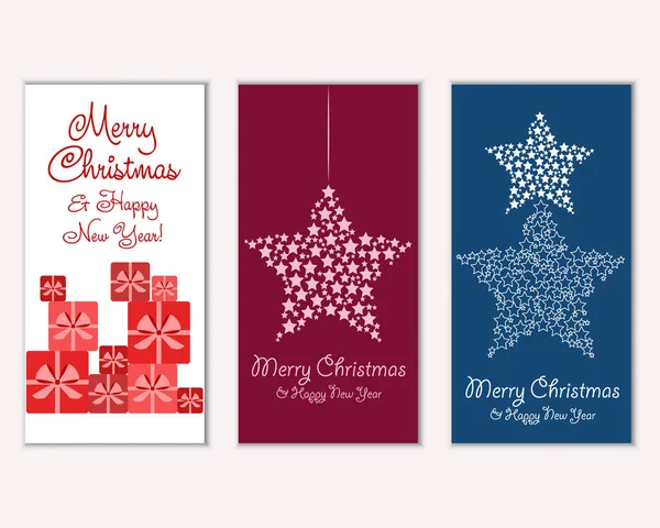 Mutlu Noeller ve mutlu yeni yıl tebrik kartları. Vektör çizim   