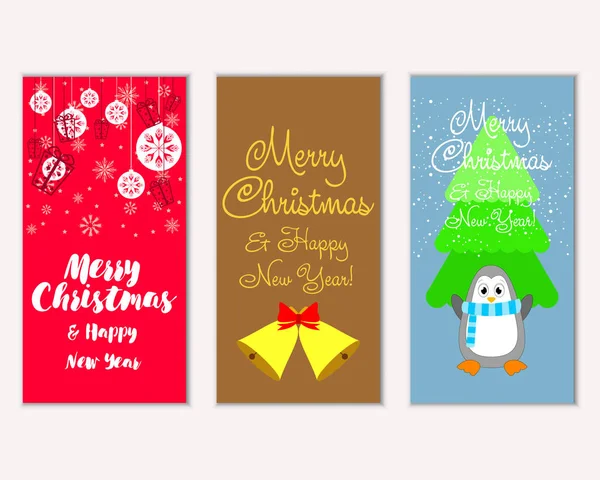Mutlu Noeller ve mutlu yeni yıl tebrik kartları. Vektör çizim   