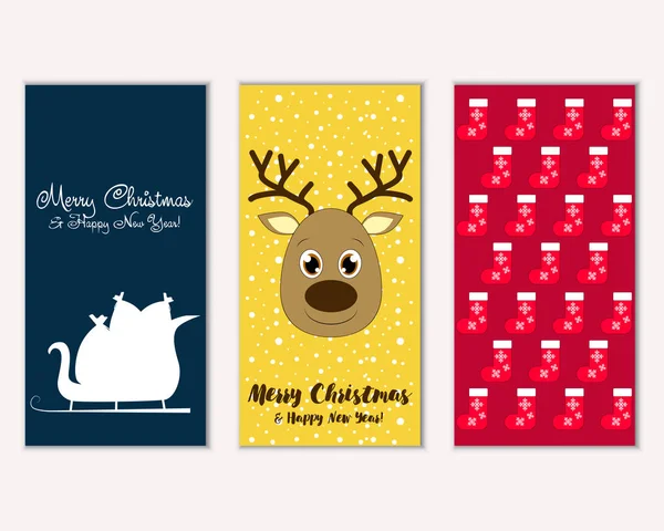 mutlu Noeller ve mutlu yeni yıl tebrik kartları vektör çizim