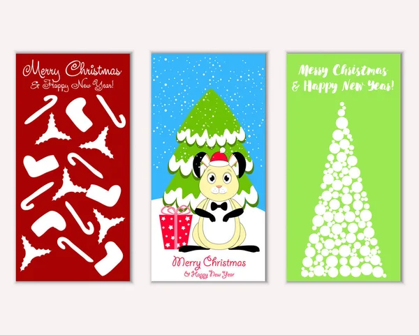 Renkli Noel Kartları Ile Yeni Yıl Süslemeleri Illüstrasyon Vektör — Stok Vektör