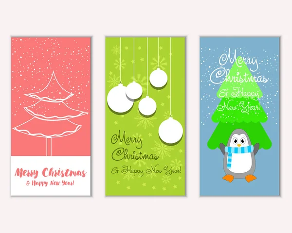 mutlu Noeller ve mutlu yeni yıl tebrik kartları vektör çizim