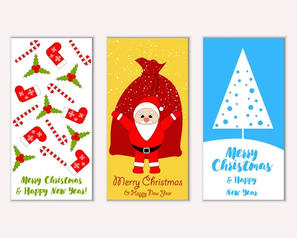 Mutlu Noeller ve mutlu yeni yıl tebrik kartları. Vektör çizim   