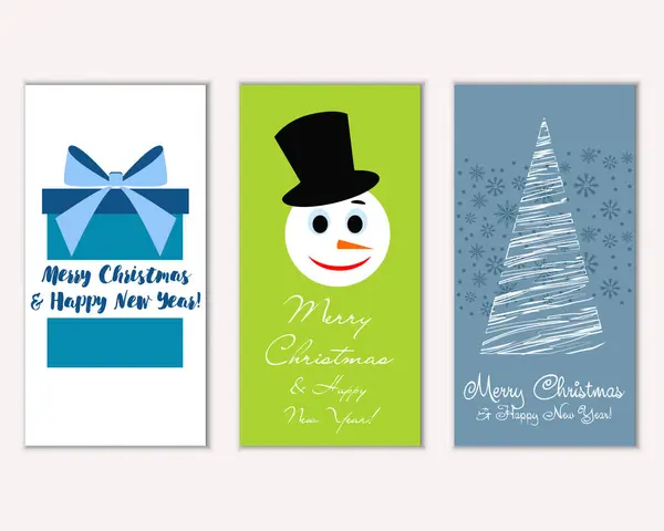 Καλά Χριστούγεννα Και Ευτυχισμένο Νέο Έτος Ευχετήριες Κάρτες Εικονογράφηση Διάνυσμα — Διανυσματικό Αρχείο