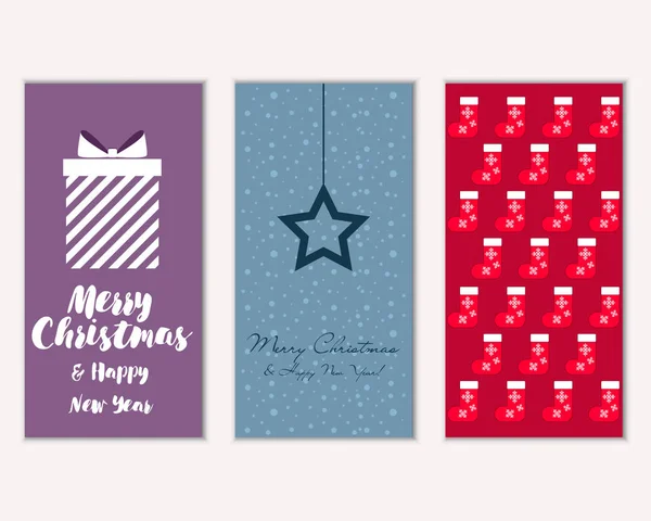 Ilustración Vectorial Feliz Navidad Feliz Año Nuevo Tarjetas Felicitación — Vector de stock