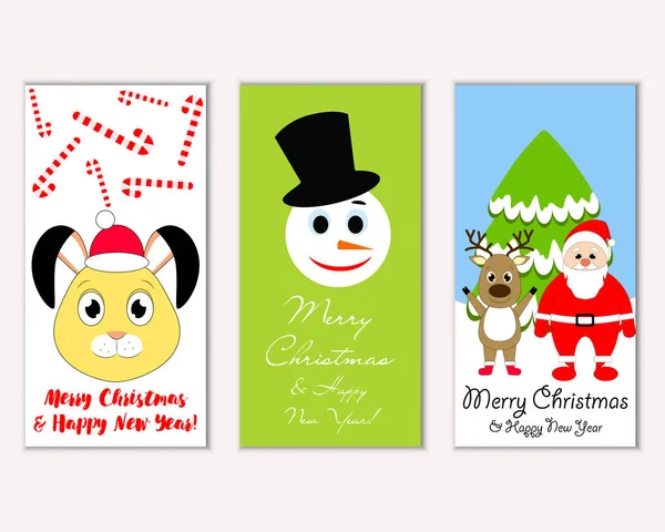 mutlu Noeller ve mutlu yeni yıl tebrik kartları vektör çizim       