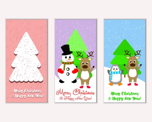 Mutlu Noeller ve mutlu yeni yıl tebrik kartları. Vektör çizim 