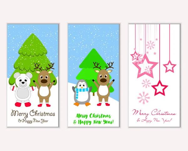 vektör çizim kış tatil tebrik kartları