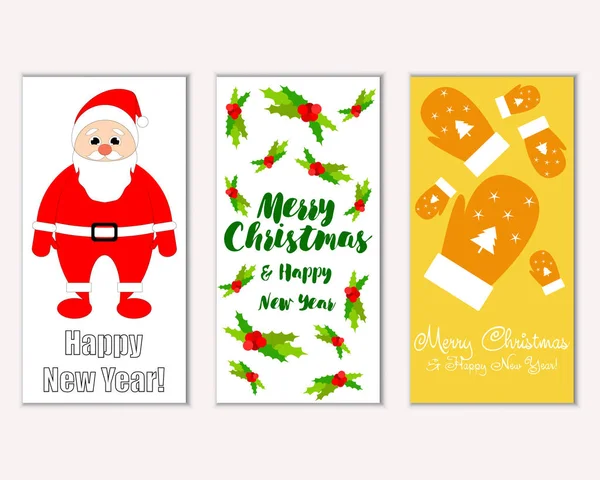 mutlu Noeller ve mutlu yeni yıl tebrik kartları vektör çizim       