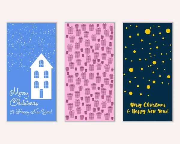 mutlu Noeller ve mutlu yeni yıl tebrik kartları vektör çizim     