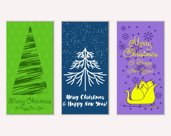 Mutlu Noeller ve mutlu yeni yıl tebrik kartları. Vektör çizim 