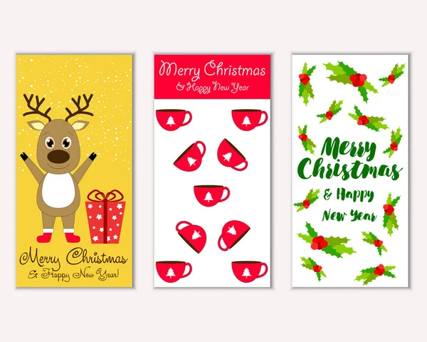 mutlu Noeller ve mutlu yeni yıl tebrik kartları vektör çizim       