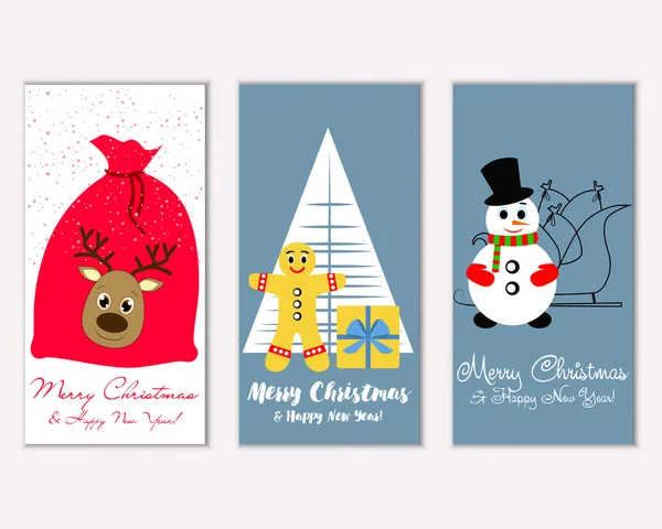 Mutlu Noeller ve mutlu yeni yıl tebrik kartları. Vektör çizim   