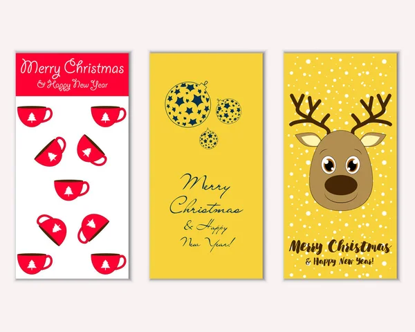 mutlu Noeller ve mutlu yeni yıl tebrik kartları vektör çizim