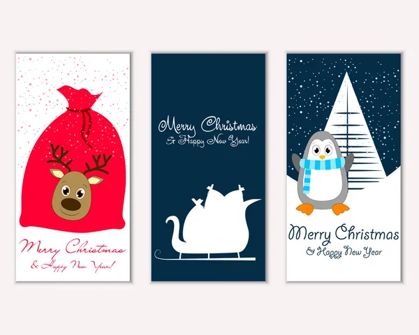 mutlu Noeller ve mutlu yeni yıl tebrik kartları vektör çizim     