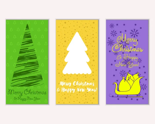 Mutlu Noeller ve mutlu yeni yıl tebrik kartları. Vektör çizim 