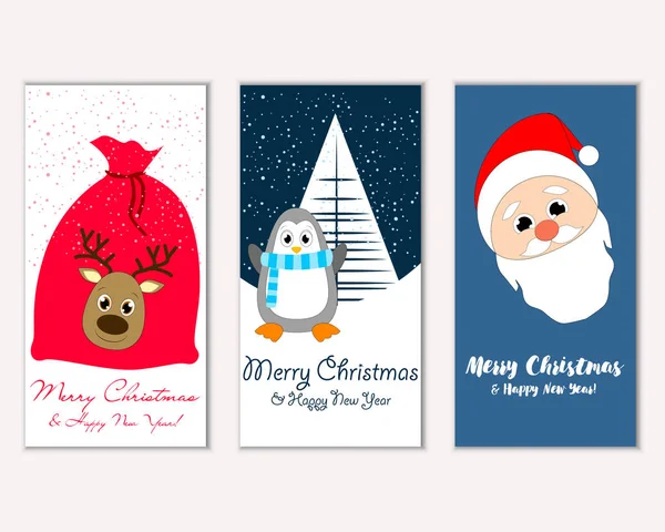 mutlu Noeller ve mutlu yeni yıl tebrik kartları vektör çizim     