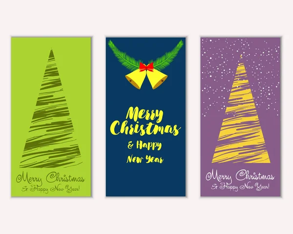 Mutlu Noeller ve mutlu yeni yıl tebrik kartları. Vektör çizim     