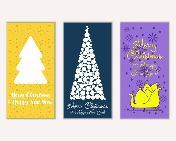 Mutlu Noeller ve mutlu yeni yıl tebrik kartları. Vektör çizim   