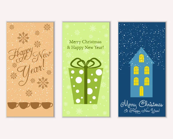 vektör çizim kış tatil tebrik kartları