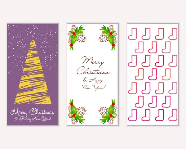 Mutlu Noeller ve mutlu yeni yıl tebrik kartları. Vektör çizim     
