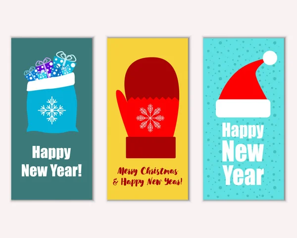 Wesołych Świąt Szczęśliwego Nowego Roku Kartki Życzeniami — Wektor stockowy