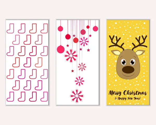 mutlu Noeller ve mutlu yeni yıl tebrik kartları vektör çizim     