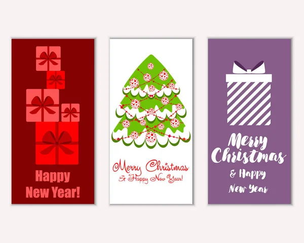 Kellemes Karácsonyi Ünnepeket Boldog Évet Üdvözlő Kártyák — Stock Vector