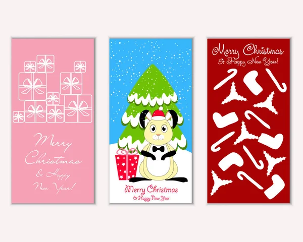 Renkli Noel kartları ile yeni yıl süslemeleri, illüstrasyon vektör