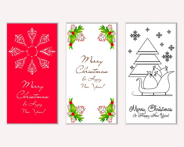 Mutlu Noeller ve mutlu yeni yıl tebrik kartları. Vektör çizim     