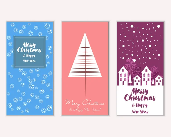 mutlu Noeller ve mutlu yeni yıl tebrik kartları vektör çizim